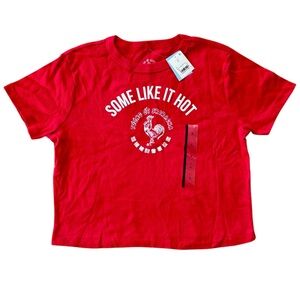 Sriracha Some Like It Hot Cropped Top Shirt Tee Size Large Juniors NWT Red